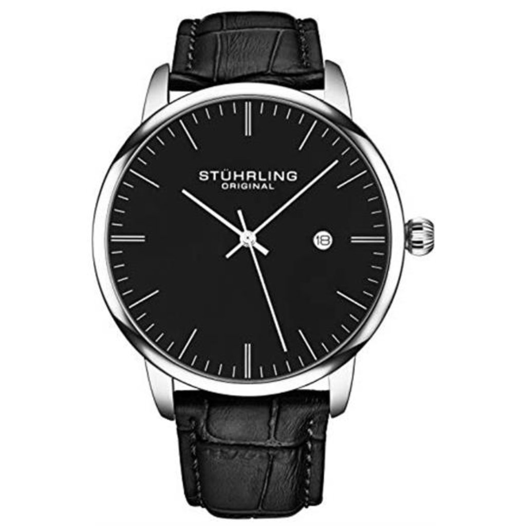 Original Men’s 40 Mm Ultra-Slim Dial Dress Watch With Calfskin Leather Strap